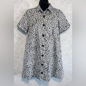 WHO WHAT WEAR Animal Print Button Front Shift Ladies Dress Size XS Pockets Short